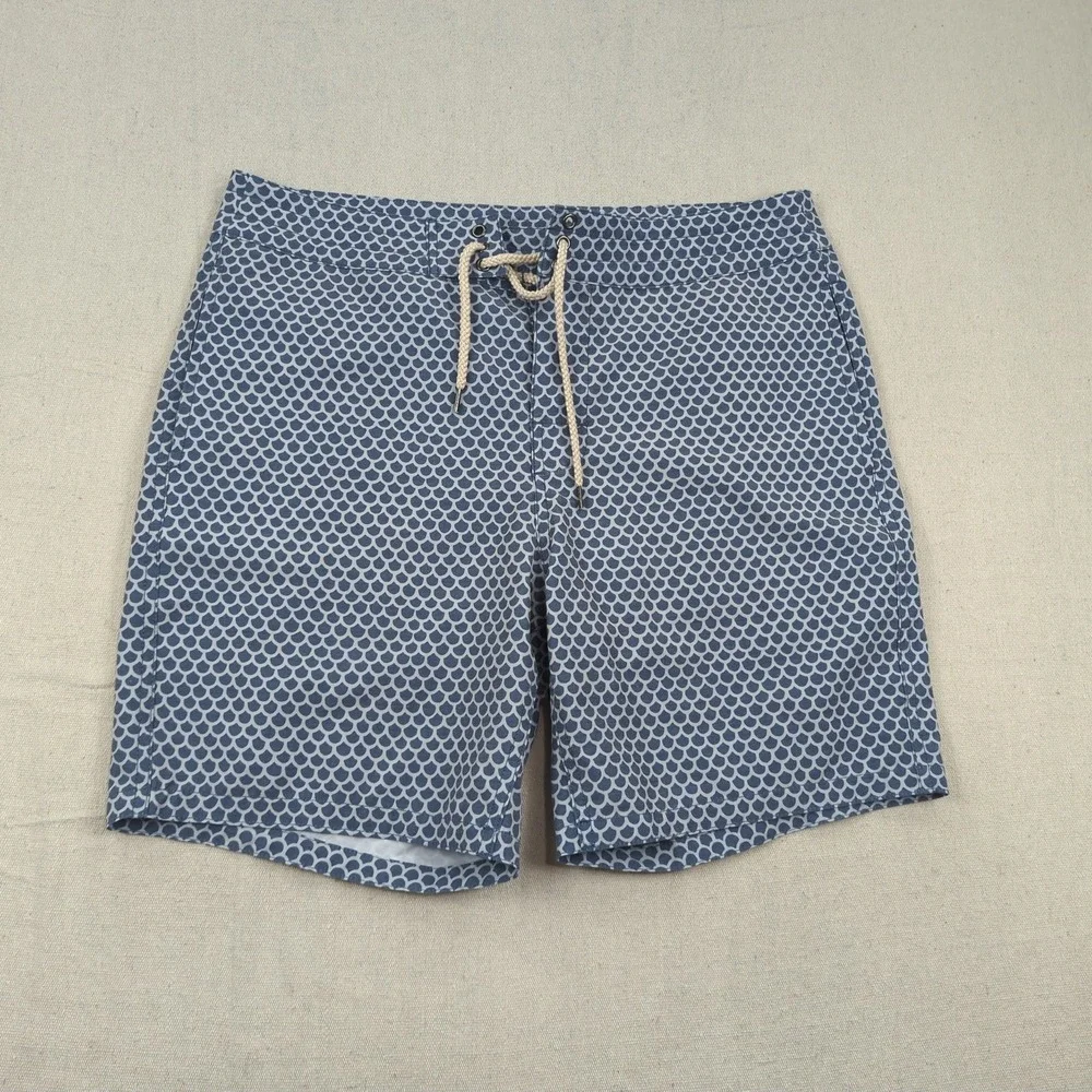 Faherty Shorts Mens 32 Blue Hybrid Drawstring Swimming Casual